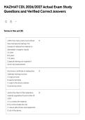 HAZMAT CDL 2026&sol;2027 Actual Exam Study Questions and Verified Correct Answers