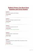Pediatric Primary Care Burns Exam&NewLine;Questions and Correct Answers