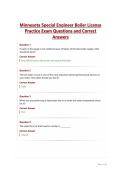 Minnesota Special Engineer Boiler License&NewLine;Practice Exam Questions and Correct&NewLine;Answers