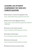 CALIFORNIA LAW OPTOMETRY&NewLine;COMPREHENSIVE TEST PAPER WITH&NewLine;COMPLETE SOLUTIONS