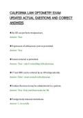 CALIFORNIA LAW OPTOMETRY EXAM&NewLine;UPDATED ACTUAL QUESTIONS AND CORRECT&NewLine;ANSWERS