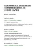 CALIFORNIA PHYSICAL THERAPY LAW EXAM&NewLine;COMPREHENSIVE QUESTIONS AND&NewLine;COMPLETE SOLUTIONS