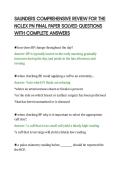 SAUNDERS COMPREHENSIVE REVIEW FOR THE&NewLine;NCLEX PN FINAL PAPER SOLVED QUESTIONS&NewLine;WITH COMPLETE ANSWERS