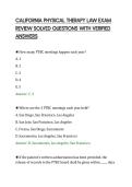 CALIFORNIA PHYSICAL THERAPY LAW EXAM&NewLine;REVIEW SOLVED QUESTIONS WITH VERIFIED&NewLine;ANSWERS&NewLine;