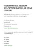 CALIFORNIA PHYSICAL THERAPY LAW&NewLine;EXAMPREP TESTED QUESTIONS AND DETAILED&NewLine;SOLUTIONS