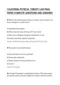 CALIFORNIA PHYSICAL THERAPY LAW FINAL&NewLine;PAPER COMPLETE QUESTIONS AND ANSWERS&NewLine;