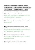SAUNDERS FUNDAMENTALS MEDICATIONS 4&NewLine;2026 CERTIFICATION EVALUATION TEST PAPER&NewLine;QUESTIONS SOLUTIONS GRADED A PLUS