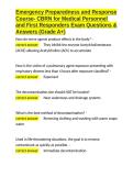 Emergency Preparedness and Response Course- CBRN for Medical Personnel and First Responders Exam Questions & Answers &lpar;Grade A&plus;&rpar;&period;docx&NewLine;&NewLine;