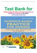 Test Bank for Evidence-Based Practice for Nurses&colon; Appraisal and Application of Research 6th Edition by Nola Schmidt and Janet Brown &lpar;9781284296532&rpar;