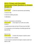 ACLS Primary and Secondary Assessment Exam Questions & Answers &lpar;Grade A&plus;&rpar;&period;docx&NewLine;&NewLine;