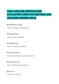 CHILD WELFARE CERTIFICATION&NewLine;EVALUATION COMPLETE QUESTIONS AND&NewLine;SOLUTIONS GRADED APLUS