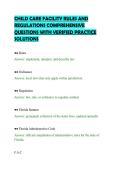 CHILD CARE FACILITY RULES AND&NewLine;REGULATIONS COMPREHENSIVE&NewLine;QUESTIONS WITH VERIFIED PRACTICE&NewLine;SOLUTIONS