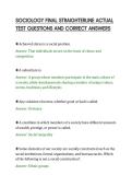SOCIOLOGY FINAL STRAIGHTERLINE ACTUAL&NewLine;TEST QUESTIONS AND CORRECT ANSWERS&NewLine;