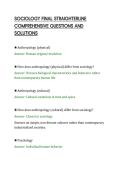 SOCIOLOGY FINAL STRAIGHTERLINE&NewLine;COMPREHENSIVE QUESTIONS AND&NewLine;SOLUTIONS&NewLine;