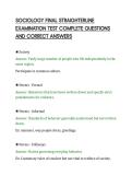 SOCIOLOGY FINAL STRAIGHTERLINE&NewLine;EXAMINATION TEST COMPLETE QUESTIONS&NewLine;AND CORRECT ANSWERS