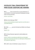 SOCIOLOGY FINAL STRAIGHTERLINE TEST&NewLine;PAPER SOLVED QUESTIONS AND ANSWERS&NewLine;