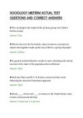 SOCIOLOGY MIDTERM ACTUAL TEST&NewLine;QUESTIONS AND CORRECT ANSWERS&NewLine;
