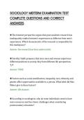 SOCIOLOGY MIDTERM EXAMINATION TEST&NewLine;COMPLETE QUESTIONS AND CORRECT&NewLine;ANSWERS&NewLine;