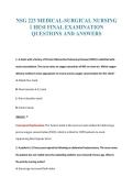 NSG 223 MEDICAL-SURGICAL NURSING&NewLine;1 HESI FINAL EXAMINATION&NewLine;QUESTIONS AND ANSWERS