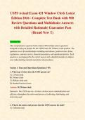 USPS Actual Exam 421 Window Clerk Latest Edition 2026 - Complete Test Bank with 900 Review Questions and Multichoice Answers with Detailed Rationale&vert; Guarantee Pass &lpar;Brand New &excl;&excl;&rpar;