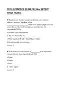 TCOLE PRACTICE EXAM 23 EXAM REVIEW&NewLine;STUDY NOTES