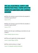 TPC 205&period;1 ELECTRICAL SAFETY AND&NewLine;PROTECTION FINAL PAPER UPDATED&NewLine;COMPLETE QUESTIONS AND CORRECT&NewLine;ANSWERS&NewLine;