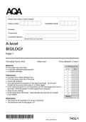 AQA 2026 A-Level Biology  7402&sol;1 Paper 1 Question Paper