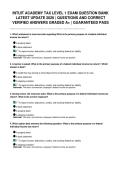 INTUIT ACADEMY TAX LEVEL 1 EXAM QUESTION BANK LATEST UPDATE 2026 &vert; QUESTIONS AND CORRECT VERIFIED ANSWERS GRADED A&plus; &vert; GUARANTEED PASS