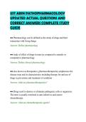 UST ABSN PATHOPHARMACOLOGY&NewLine;UPDATED ACTUAL QUESTIONS AND&NewLine;CORRECT ANSWERS COMPLETE STUDY&NewLine;GUIDE&NewLine;