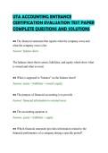 UTA ACCOUNTING ENTRANCE&NewLine;CERTIFICATION EVALUATION TEST PAPER&NewLine;COMPLETE QUESTIONS AND SOLUTIONS&NewLine;