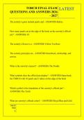 TORCH FINAL EXAM &NewLine;QUESTIONS AND ANSWERS 2026 - 2027