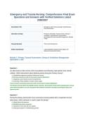 Emergency and Trauma Nursing&lowbar; Comprehensive Final Exam Questions and Answers with Verified Solutions Latest 2026&lowbar;2027&period;&NewLine;&NewLine;