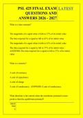 PSL 425 FINAL EXAM &NewLine;QUESTIONS AND &NewLine;ANSWERS 2026 - 2027 