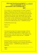 PMT 0140 TEAM MANAGEMENT &NewLine;AND LEADERSHIP EXAM &NewLine;QUESTIONS AND ANSWERS 2026 - &NewLine;2027 
