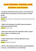 ACSM Personal Training Exam Newest 2026 Actual Questions and Correct Answers &lpar;Latest 2026 &sol; 2027 Update&rpar; Graded A&plus; 100&percnt; Guarantee Verified by Experts