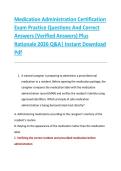 Medication Administration Certification &NewLine;Exam Practice Questions And Correct &NewLine;Answers &lpar;Verified Answers&rpar; Plus &NewLine;Rationale 2026 Q&A&vert; Instant Download &NewLine;Pdf