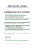MENTAL HEALTH NURSING Exam Questions and answers latest 2026&lowbar;2027&period;