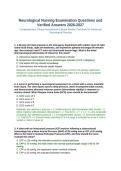 Neurological Nursing Examination Questions and Verified Answers 2026-2027&period;&NewLine;