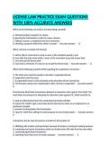 LICENSE LAW PRACTICE EXAM QUESTIONS WITH 100&percnt; ACCURATE ANSWERS
