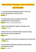 Food Safety Manager Exam Newest 2026 Actual Questions and Correct Answers &lpar;Latest 2026 &sol; 2027 Update&rpar; Graded A&plus; 100&percnt; Guarantee Verified by Experts