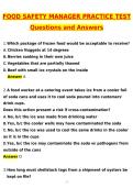 Food Safety Manager Practice Test Newest 2026 Actual Questions and Correct Answers &lpar;Latest 2026 &sol; 2027 Update&rpar; Graded A&plus; 100&percnt; Guarantee Verified by Experts