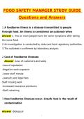 Food Safety Manager Study Guide Newest 2026 Actual Questions and Correct Answers &lpar;Latest 2026 &sol; 2027 Update&rpar; Graded A&plus; 100&percnt; Guarantee Verified by Experts