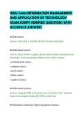 WGU C468 INFORMATION MANAGEMENT&NewLine;AND APPLICATION OF TECHNOLOGY&NewLine;EXAM SCRIPT VERIFIED QUESTIONS WITH&NewLine;ACCURATE ANSWE
