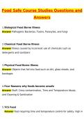 Food Safe Course Studies Test Newest 2026 Actual Questions and Correct Answers &lpar;Latest 2026 &sol; 2027 Update&rpar; Graded A&plus; 100&percnt; Guarantee Verified by Experts