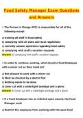 Food Safety Manager Exam Newest 2026 Actual Questions and Correct Answers &lpar;Latest 2026 &sol; 2027 Update&rpar; Graded A&plus; 100&percnt; Guarantee Verified by Experts