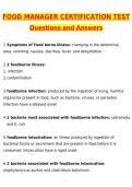 Food Manager Certification Exam Newest 2026 Actual Questions and Correct Answers &lpar;Latest 2026 &sol; 2027 Update&rpar; Graded A&plus; 100&percnt; Guarantee Verified by Experts