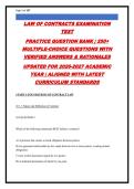 LAW OF CONTRACTS EXAM PRACTICE QUESTION BANK &vert; 250&plus; MULTIPLE-CHOICE QUESTIONS WITH VERIFIED ANSWERS & RATIONALES &vert; UPDATED 2026-2027 &vert; ALIGNED WITH LATEST CURRICULUM STANDARDS &vert; GRADED A&plus;