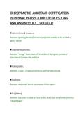 CHIROPRACTIC ASSISTANT CERTIFICATION&NewLine;2026 FINAL PAPER COMPLETE QUESTIONS&NewLine;AND ANSWERS FULL SOLUTION