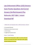 Law Enforcement Officer &lpar;LEO&rpar; Entrance &NewLine;Exam Practice Questions And Correct &NewLine;Answers &lpar;Verified Answers&rpar; Plus &NewLine;Rationales 2027 Q&A &vert; Instant &NewLine;Download Pdf 