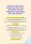 Nursing 101 Fundamentals of Nursing Practice Exam 1&comma; Part 1&vert; Exam Questions with 100&percnt; Verified Answers &vert; Newest Update 2026 &ndash; 2027 &lpar;Graded A&plus;&rpar;&NewLine;&NewLine;